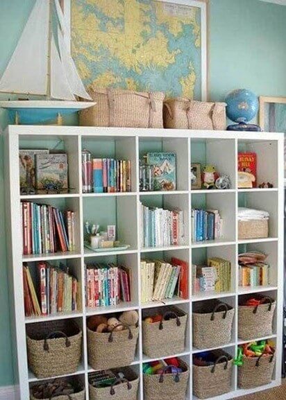 kids bookshelf with baskets1