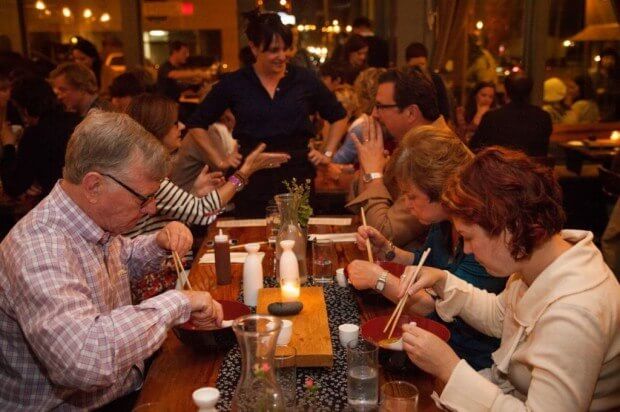 Sarah Gavigan at one of her first pop-up dinners in Nashville. Image credit:
