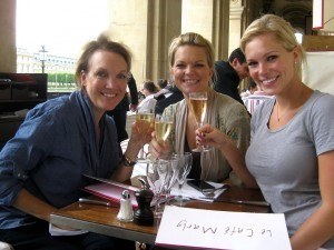 My mom, my sister Michaelanne, and me toasting with some champagne in Paris