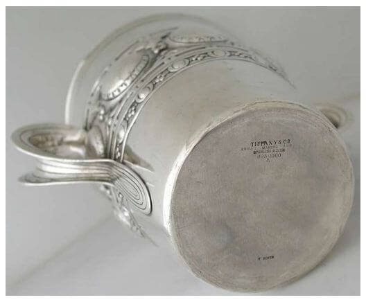 Close-up of marking on Tiffany Sterling Silver Champagne/Wine - Bucket 1911, 