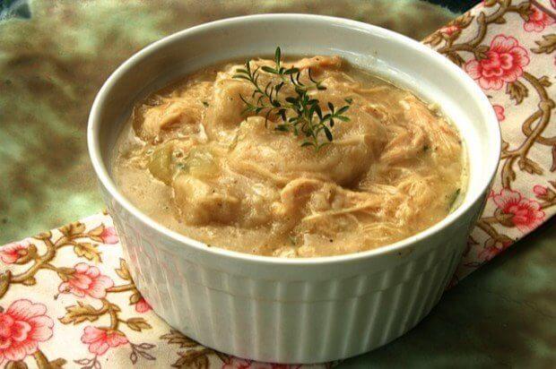 Turkey and dumplings made using Thanksgiving leftovers