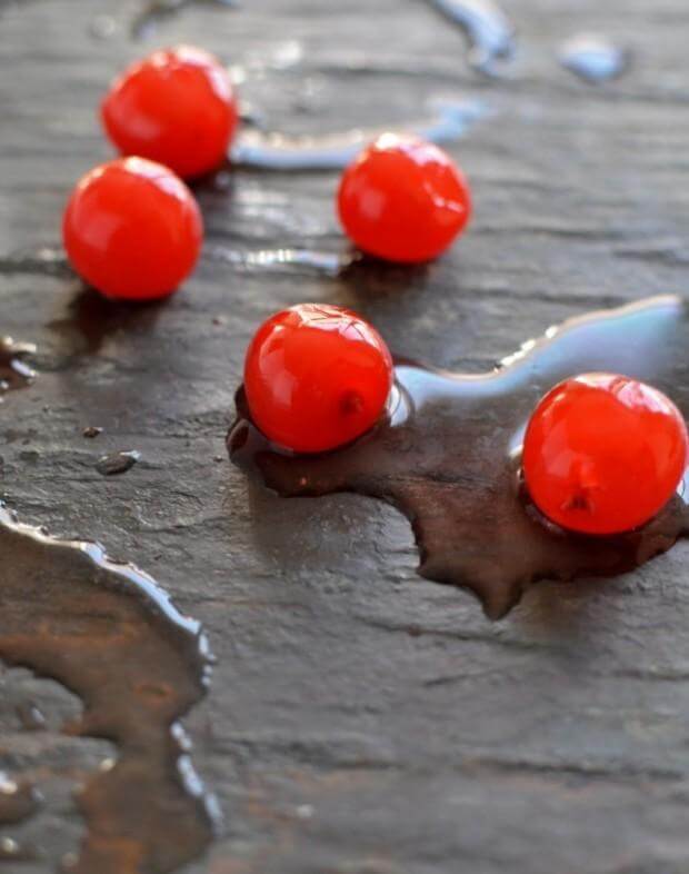Garnish with marachino cherries.