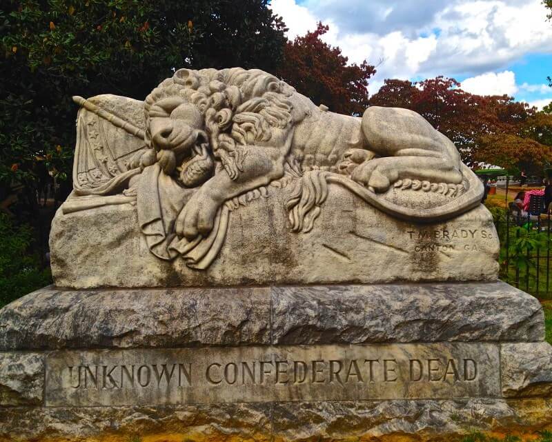 The Lion of Atlanta honors Confederate dead in historic Oakland Cemetery.