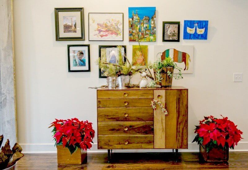 The kids' artwork provides a happy focal point.