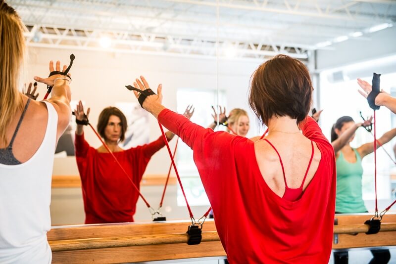 Fitness diet tips: Resistance bands are used frequently at Pure Barre to tone arms!