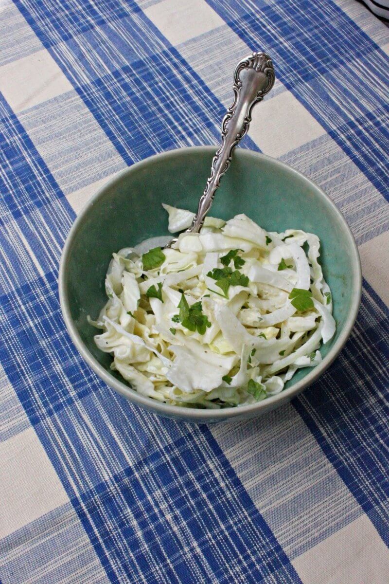 This Spicy Cookout Coleslaw is so easy to make yet is huge on flavor.