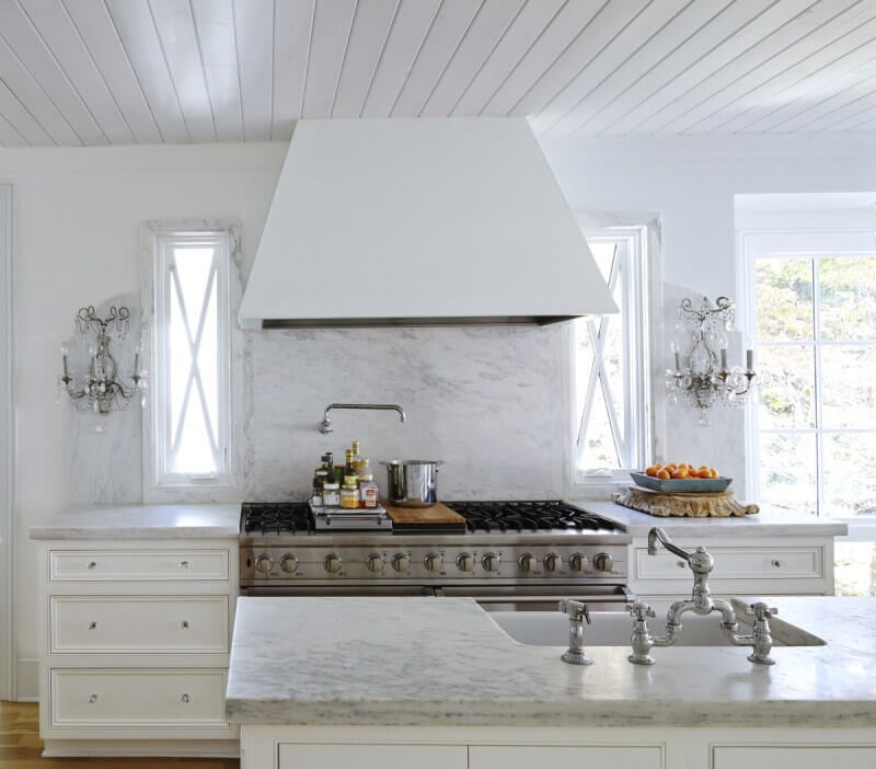 Pristine white-on-white kitchen