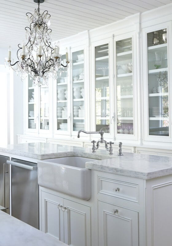 Stunning white-on-white kitchen.