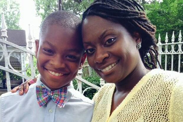 12-year-old Moziah Bridges of Mo's Bows and his mom, Tramica