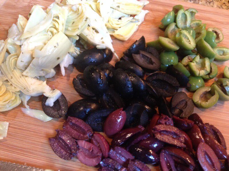 Mediterranean olive salad straight from the grocery olive bar