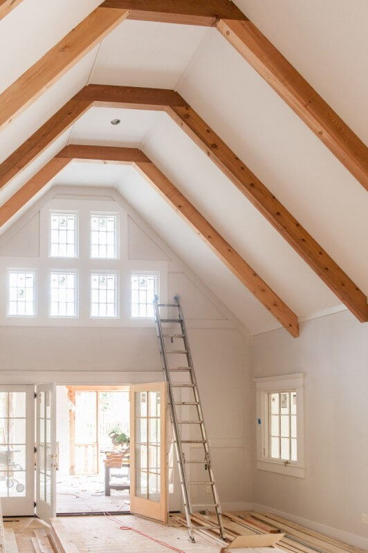 Soaring ceilings create volumes of space and beuty to the family room.
