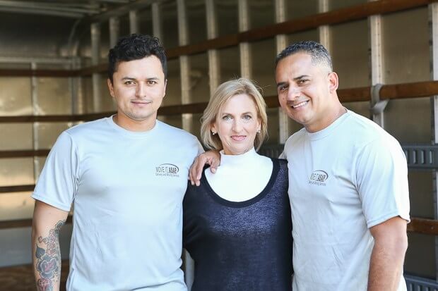 Margaret Barnett and two movers from Move It ASAP that graciously help her with her What A Life Foundation projects.