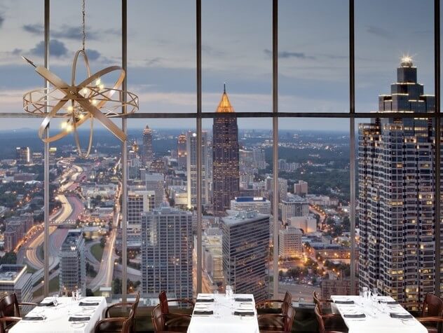 When what to our wondering eyes does appear? The skyline of Atlanta while dining at The Sundial!/Image credit The Sundial Restaurant