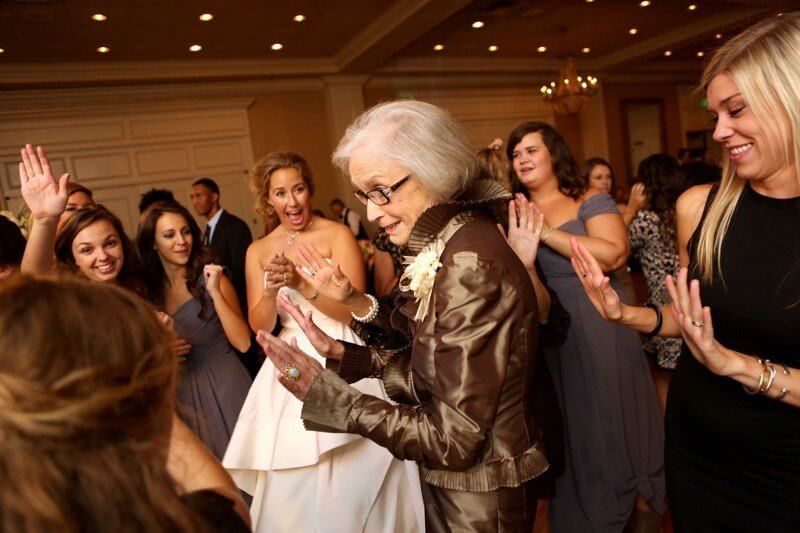 Grandmother on dance floor at wedding
