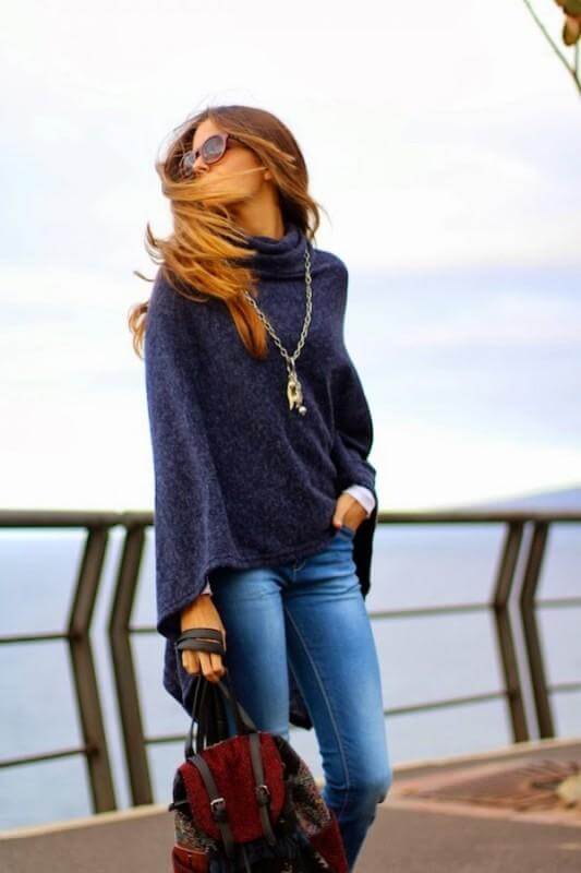 Ponchos are comfy pajama-like options for daytime chic.