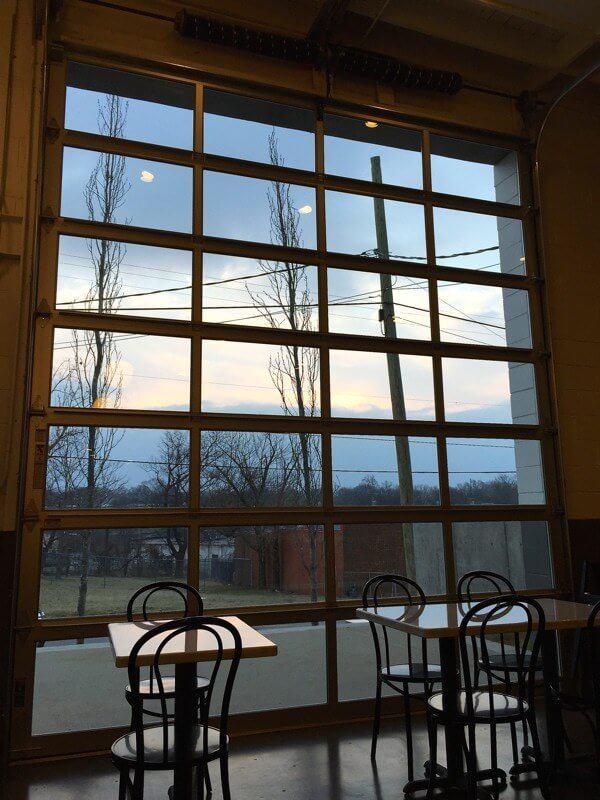 Check out this beautiful view from inside Dozen Bakery.