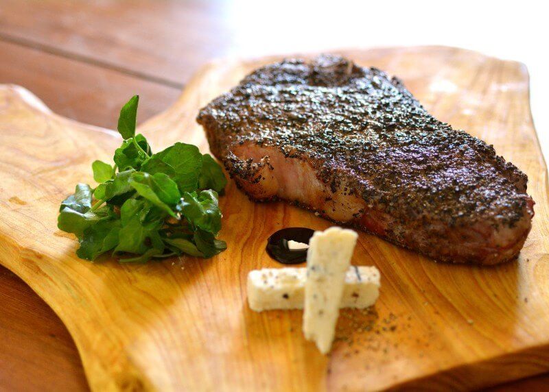 Coffee crusted steak