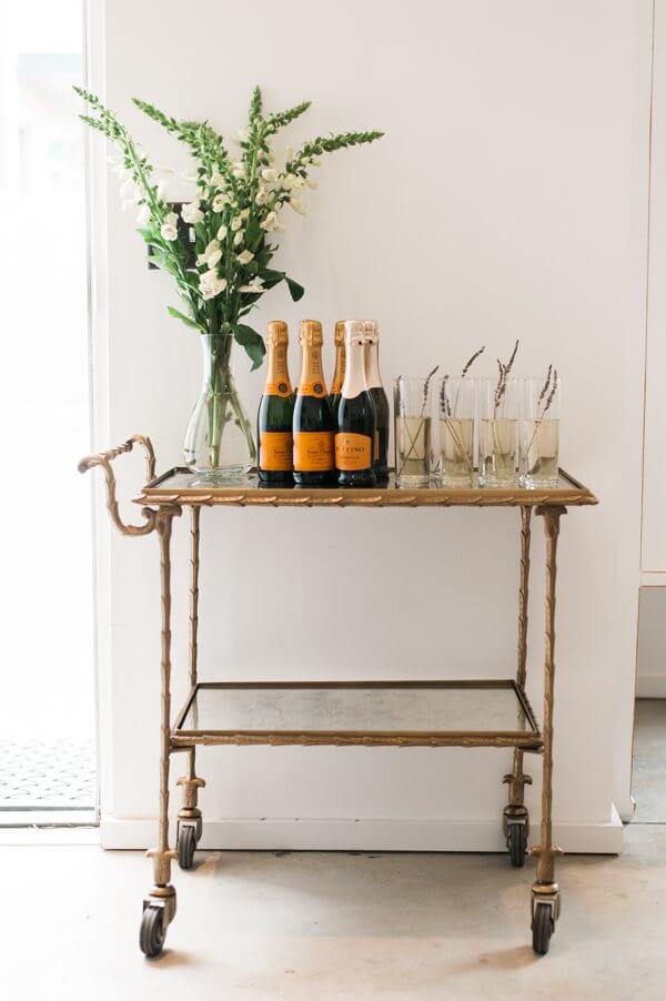 Find a table, clear it, and set up a champagne bar!