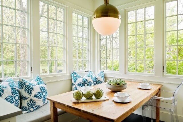 Building a breakfast nook or booth is a great way to enjoy meals with family. 