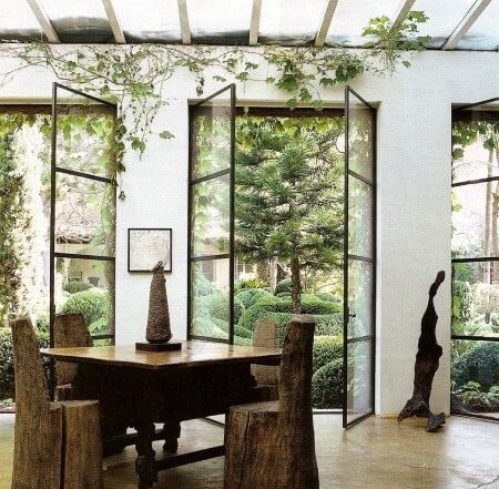 Look at these vines coming through these glass and steel doors! Just one of many steel and glass windows featured today!