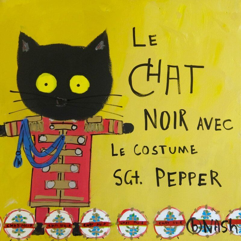 Brian Nash, Le Chat Noir, Sgt. Pepper, acrylic on canvas, 36 x 36 inches