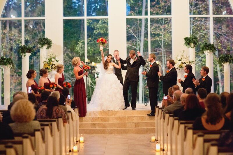 It's always fun to see the excitement on the faces as bride and groom walk up the aisle together.