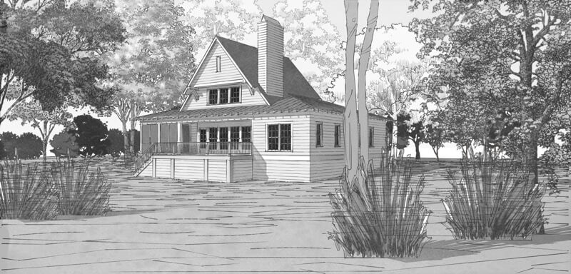 simple cottage design for Cedar Point in Lake Martin | Image courtesy CMH Architects