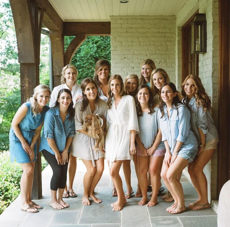 Button down shirts and robes are the best way to get ready for big events because it requires no pulling over hair or face once you are ready to get dressed!