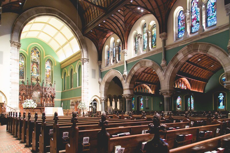 The Tiffany windows at Christ Church Cathedral look amazing with sunlight streaming through
