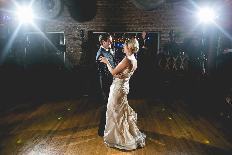 Fun shot of the bride and groom during their first dance!