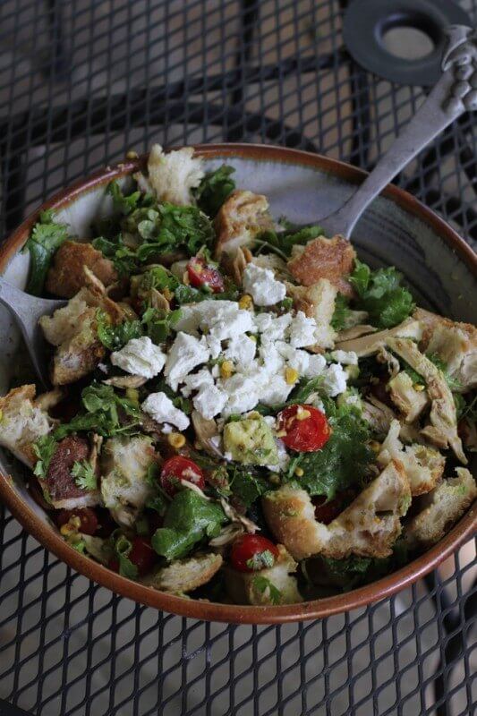 Mexican Panzanella Salad with Goat Cheese