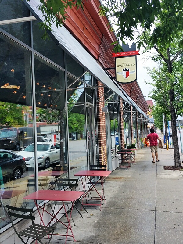 Sidewalk seating at Urban Standard along Birmingham's hip 2nd Avenue 