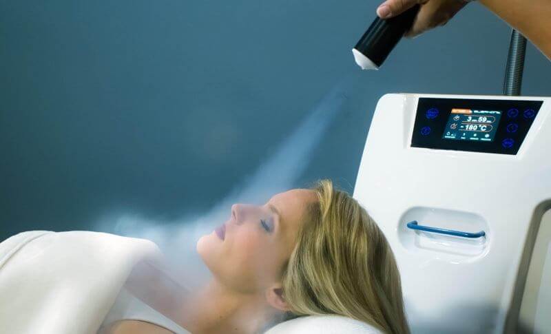Woman getting a CryoFacial at Icebox Cryotherapy 