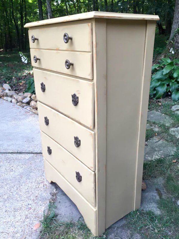 This vintage inspired chest of drawers is posted for sale on Facebook.