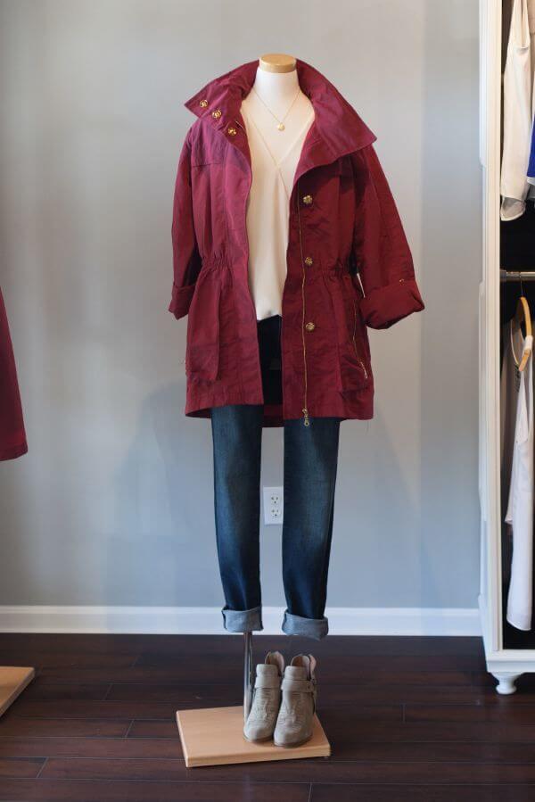 StyleBlueprint Louisville Modern Elegance Coat, Jeans, and Top