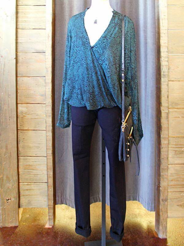 A sleeved draped blouse is a great option for fall outdoor events! From "What to Wear - Nashville Events"