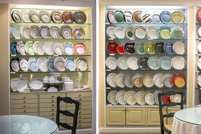 Pick a place setting, any place setting! The walls at Babcock Gifts are lined with shelves that are full of casual and formal options for the happy couple.