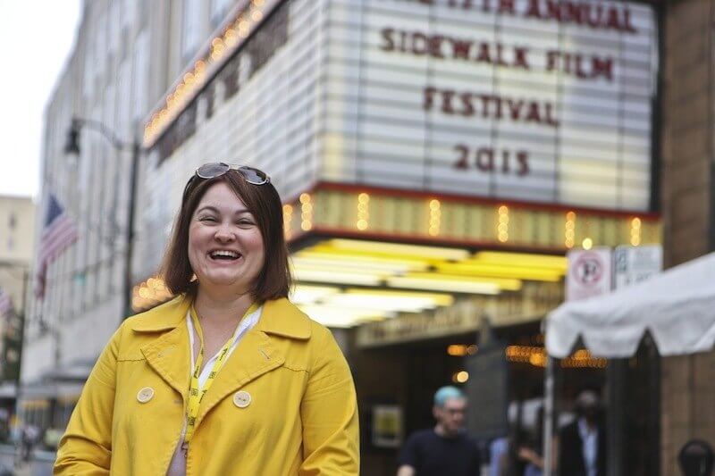 Stacey, in front of the Alabama Theatre at the 2015 Sidewalk Film Festival