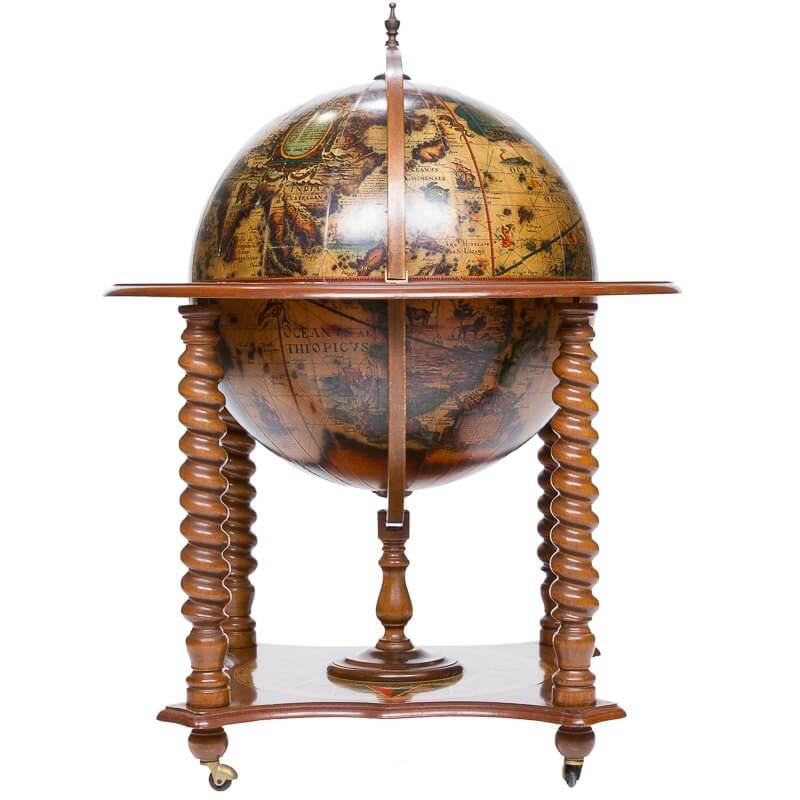 This attractive antique globe also serves as a bar aid.