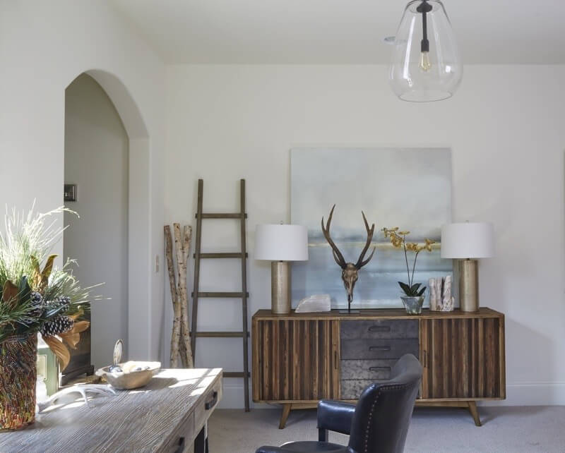 The study features a unique blend of furniture, art and accessories that feels expertly curated and collected over years of travel.
