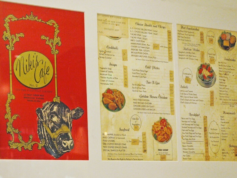 Vintage menus from Niki's Cafe, where Pete and Teddy Hontzas' father worked as a young man.
