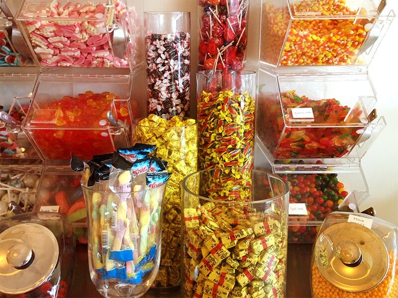 Sarah makes sure to stock seasonal favorites for her customers. Candy corn and gummy teeth are perfect for fall and the Halloween season, and as the holidays approach, delicious chocolates and festive treats will be available for purchase.