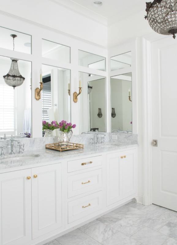 The Making of a Hedgemoor Family Dream Home - 12 The master bath is a spa-like retreat. Jenna designed the custom millwork that encases the marble-topped vanity.
