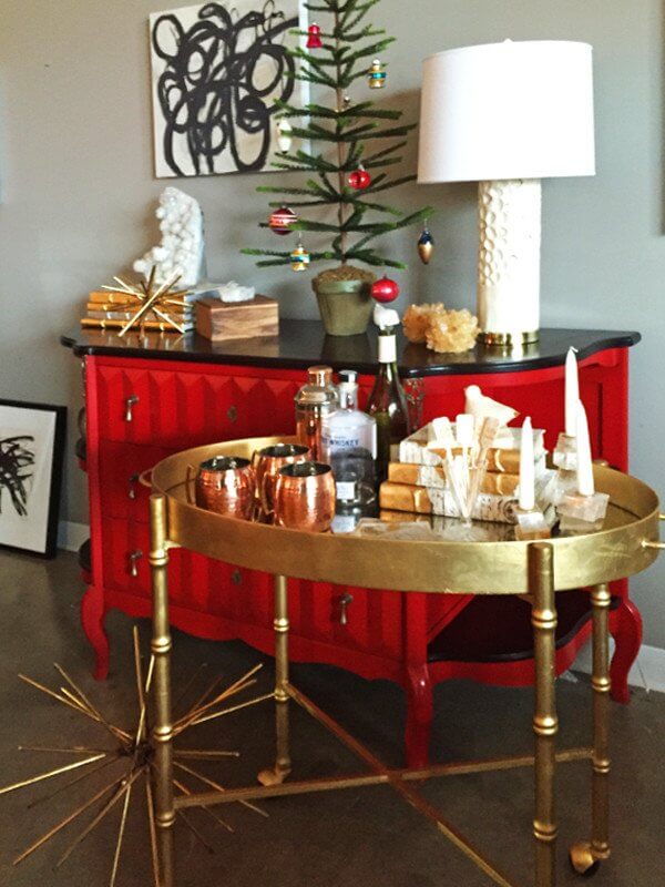 Metallic holiday mantel