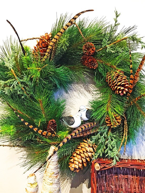 Natural holiday mantel wreath