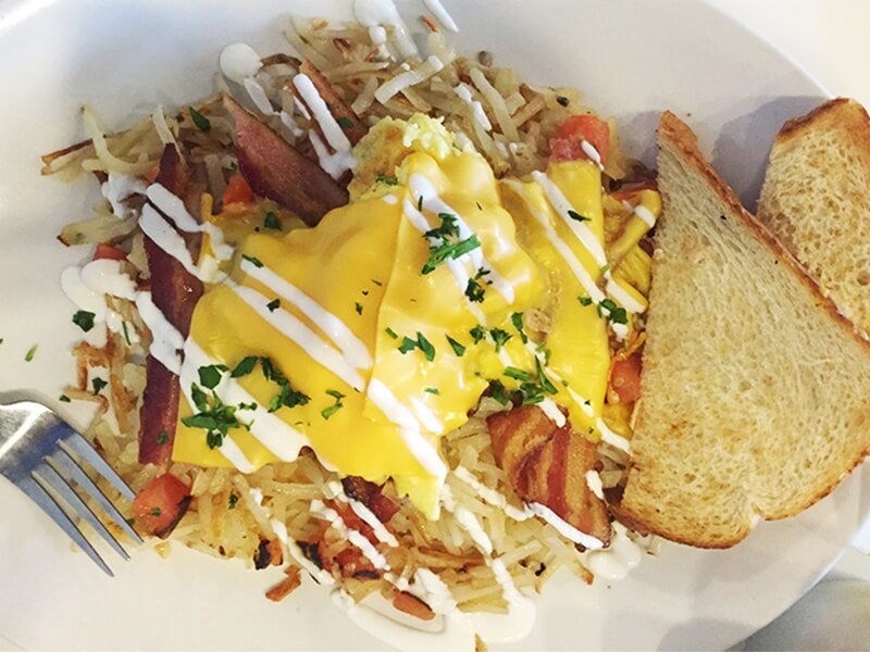 The hash brown basket at Over Easy The hash brown basket at Over Easy