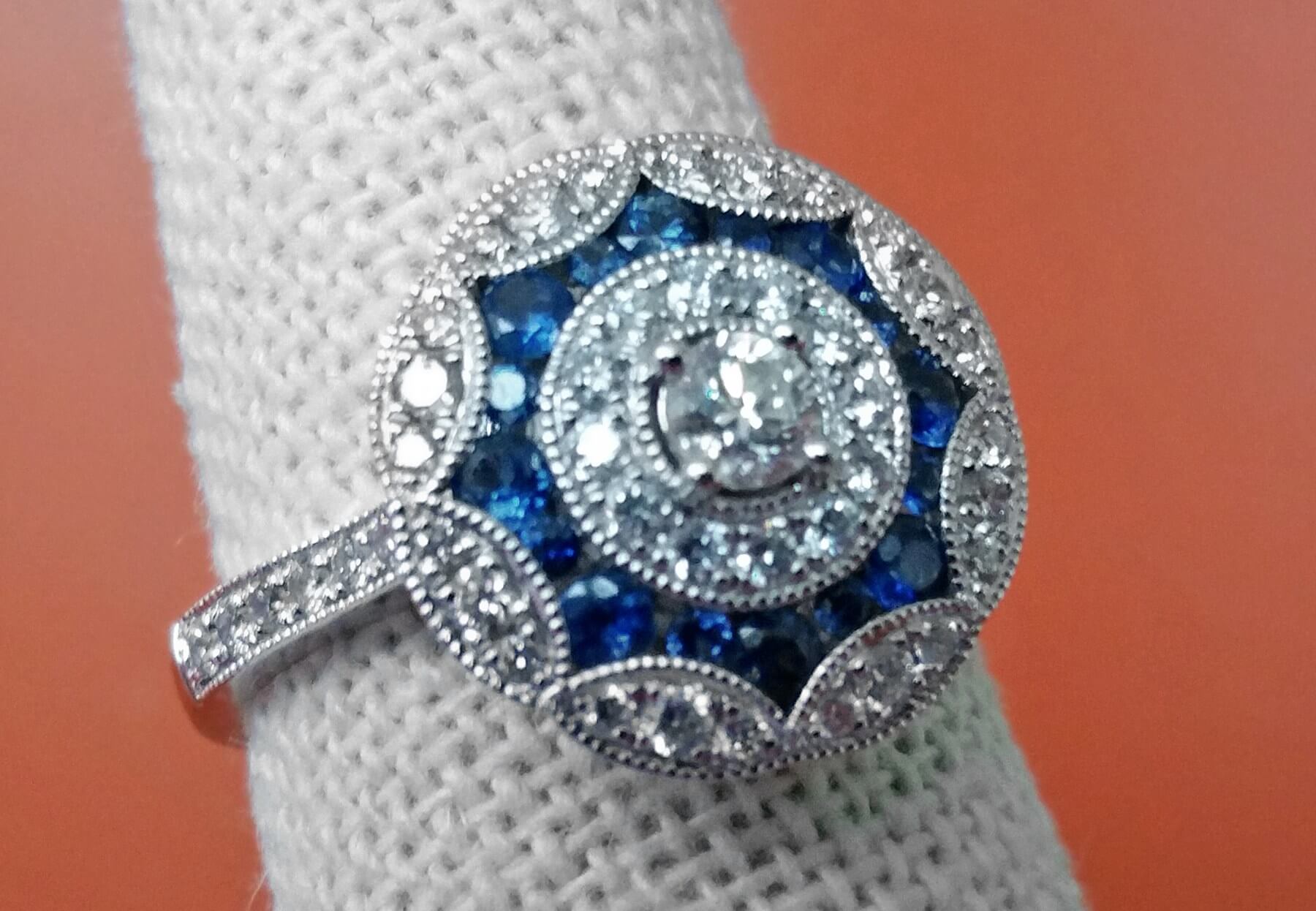 Diamond-and-sapphire ring, $5,000, at Estate Jewelers of Mountain Brook Diamond-and-sapphire ring, $5,000, at Estate Jewelers of Mountain Brook