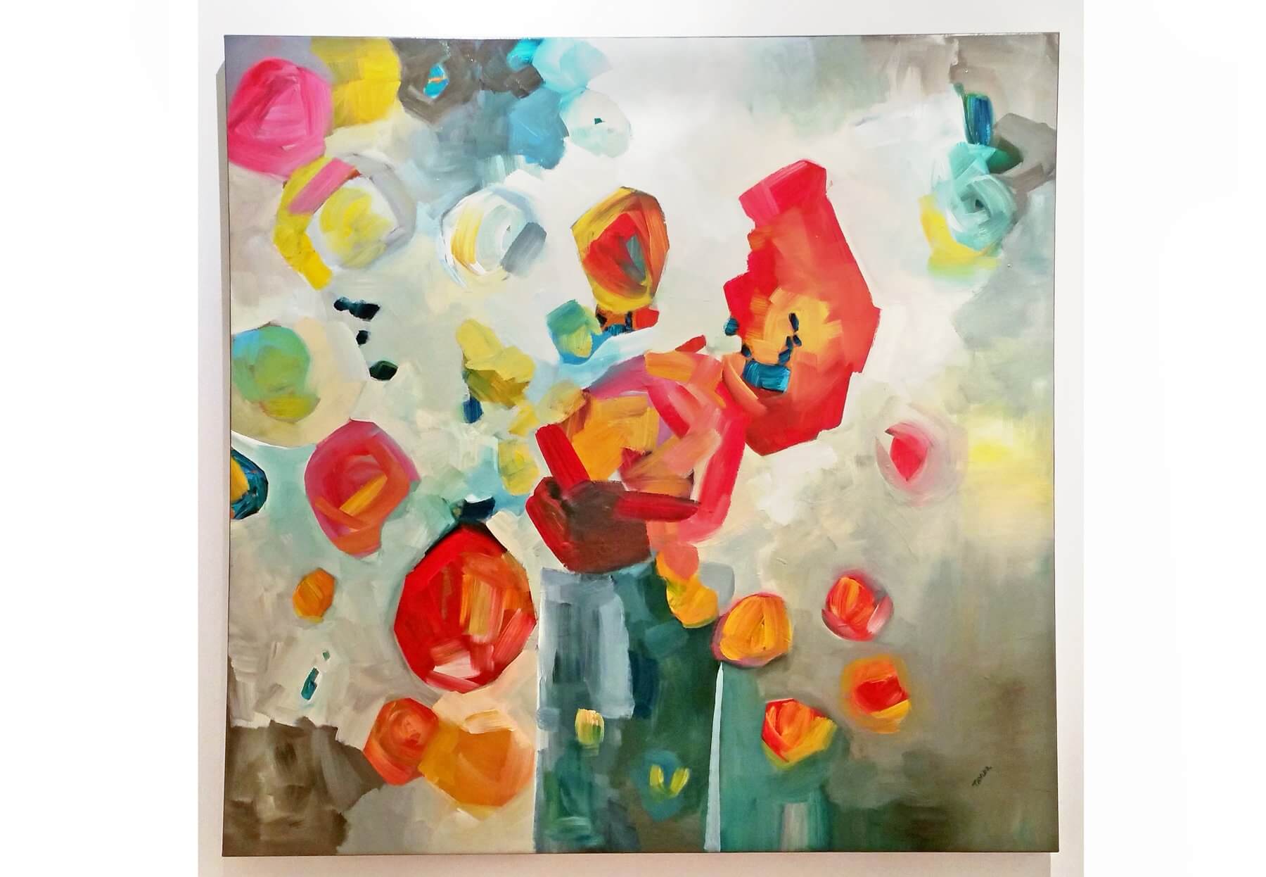 "Deconstructed Bouquet" in acrylic polymer on canvas, 60 x 60, by Taylor, $5,900, at Gallery Services "Deconstructed Bouquet" in acrylic polymer on canvas, 60 x 60, by Taylor, $5,900, at Gallery Services