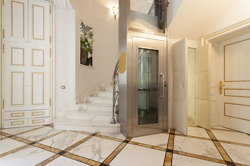 A home elevator installation can help keep a loved one in their home longer. Elevator in luxury villa