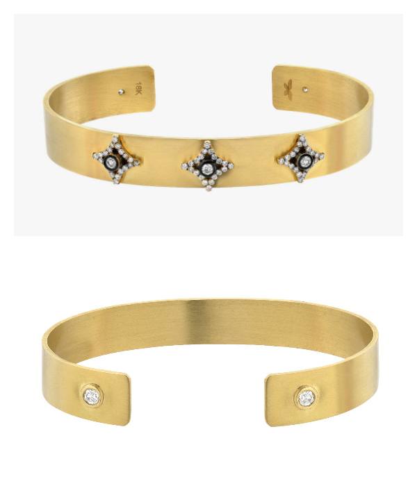 Jordan Alexander 18-karat gold, 3-motif open bangle bracelet, $6,995, at JA Collections Jordan Alexander 18-karat gold, 3-motif open bangle bracelet, $6,995, at JA Collections